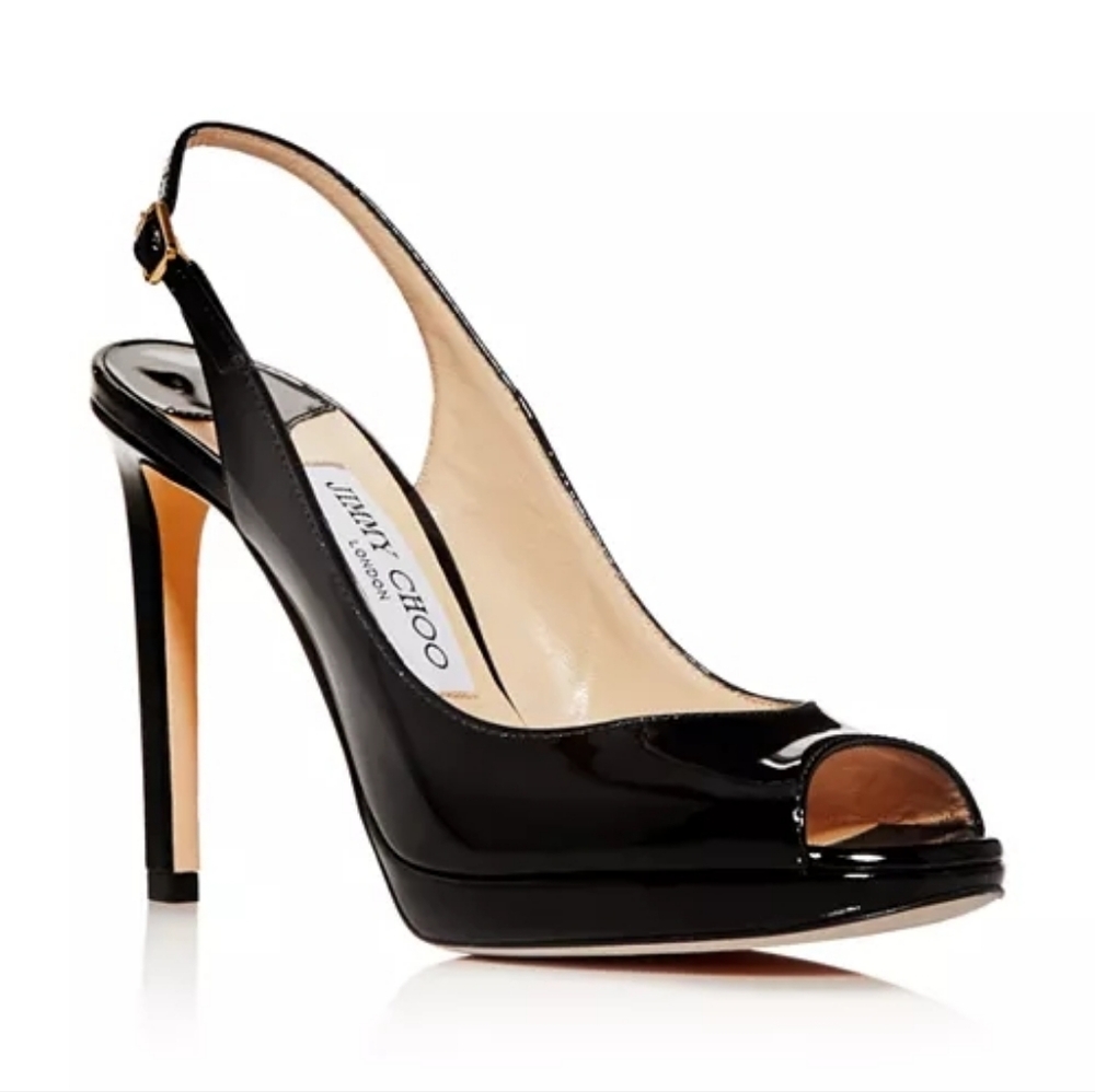Jimmy Choo Nova 100 Slingback Peep-Toe Platform Pumps